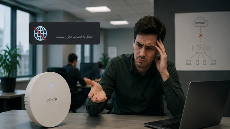 چرا اکسس پوینت میکروتیک وصل می‌شود ولی اینترنت ندارد؟